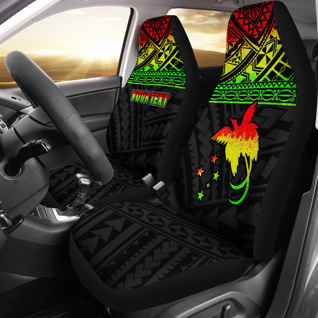 Papua New Guinea Custom Personalised Car Seat Covers - Papua New Guinea Reggae Flag Polynesian Tattoo Universal Fit Reggae - Polynesian Pride