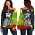 Yap Micronesia Women Off Shoulder Sweater Reggae - Turtle With Hook Art - Polynesian Pride