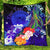 Polynesian Hawaii Custom Personalised Premium Quilt - Humpback Whale with Tropical Flowers (Blue) - Polynesian Pride