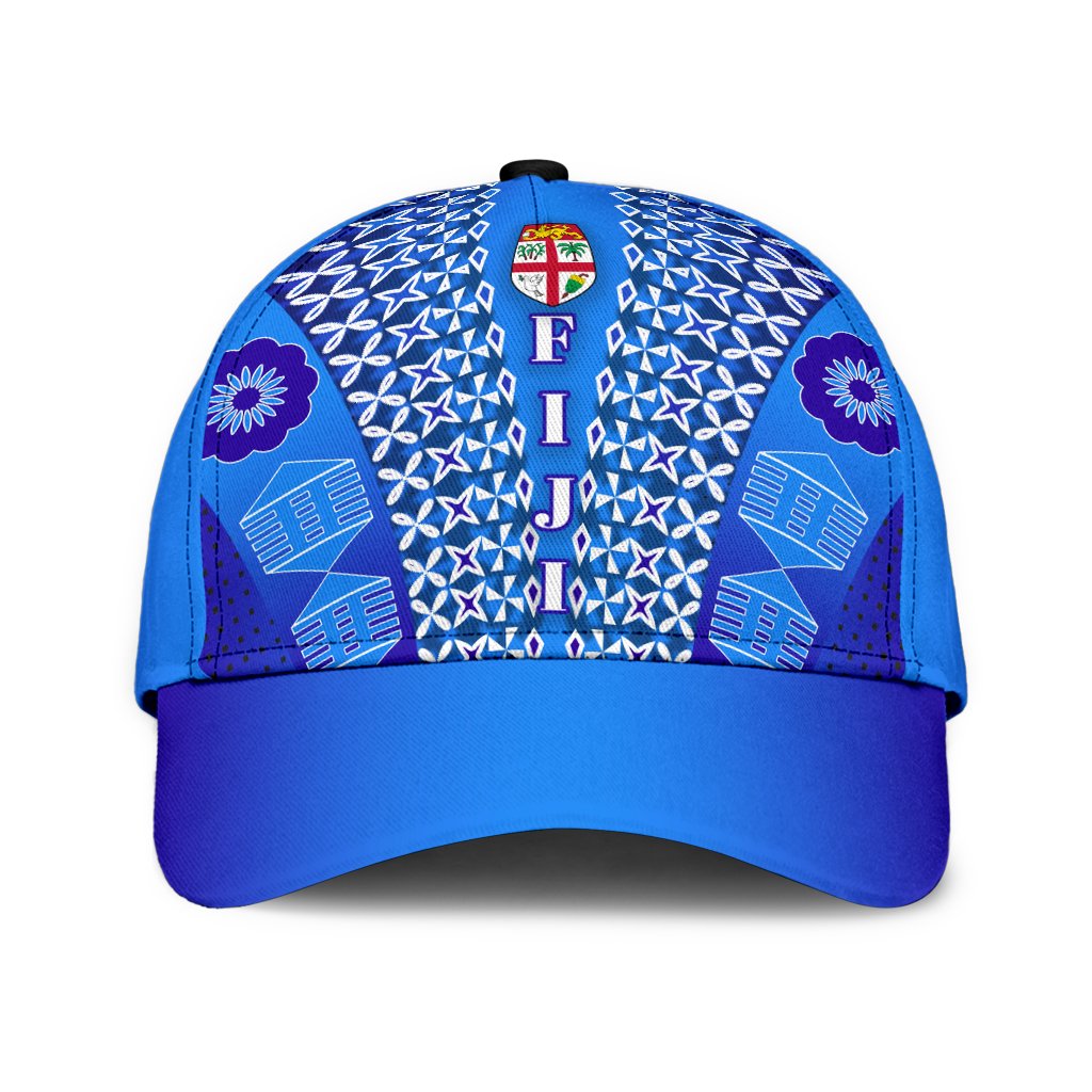 Fiji Drua Hat Tapa Classic Cap Universal Fit Blue - Polynesian Pride