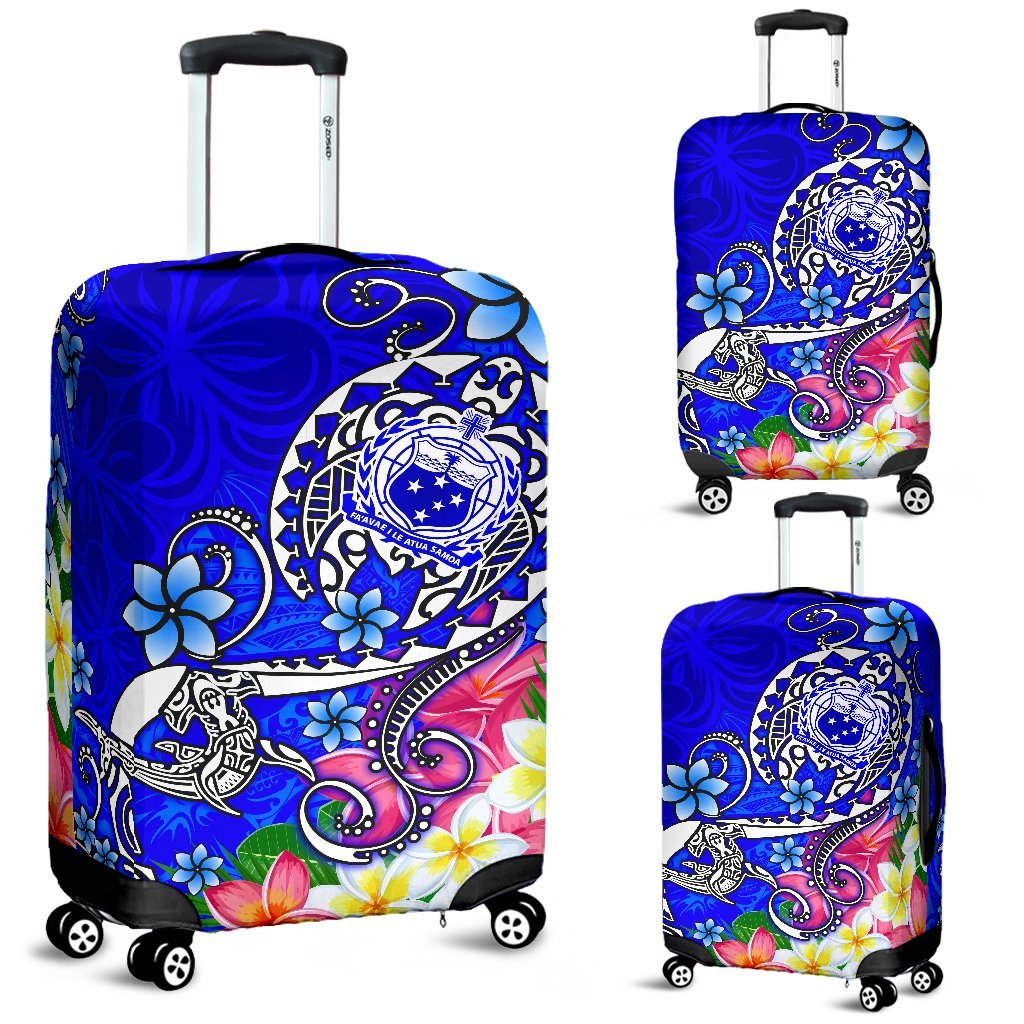 Samoa Luggage Covers - Turtle Plumeria (Blue) - Polynesian Pride