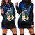 Samoa Polynesian Women's Hoodie Dress - Turtle With Plumeria Flowers Blue - Polynesian Pride