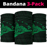 Polynesian Shaka Map Hawaii Bandana 3 - Pack - Green - Polynesian Pride