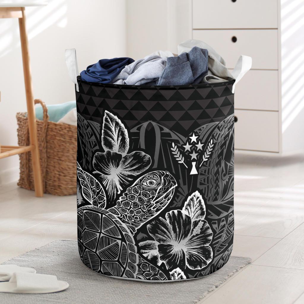 Kosrae Laundry Basket - Polynesian Turtle Hibiscus Black Laundry Basket One Size Black - Polynesian Pride