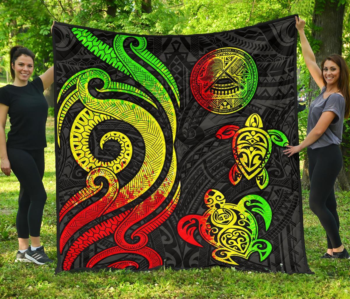 American Samoa Premium Quilt - Reggae Tentacle Turtle - Polynesian Pride