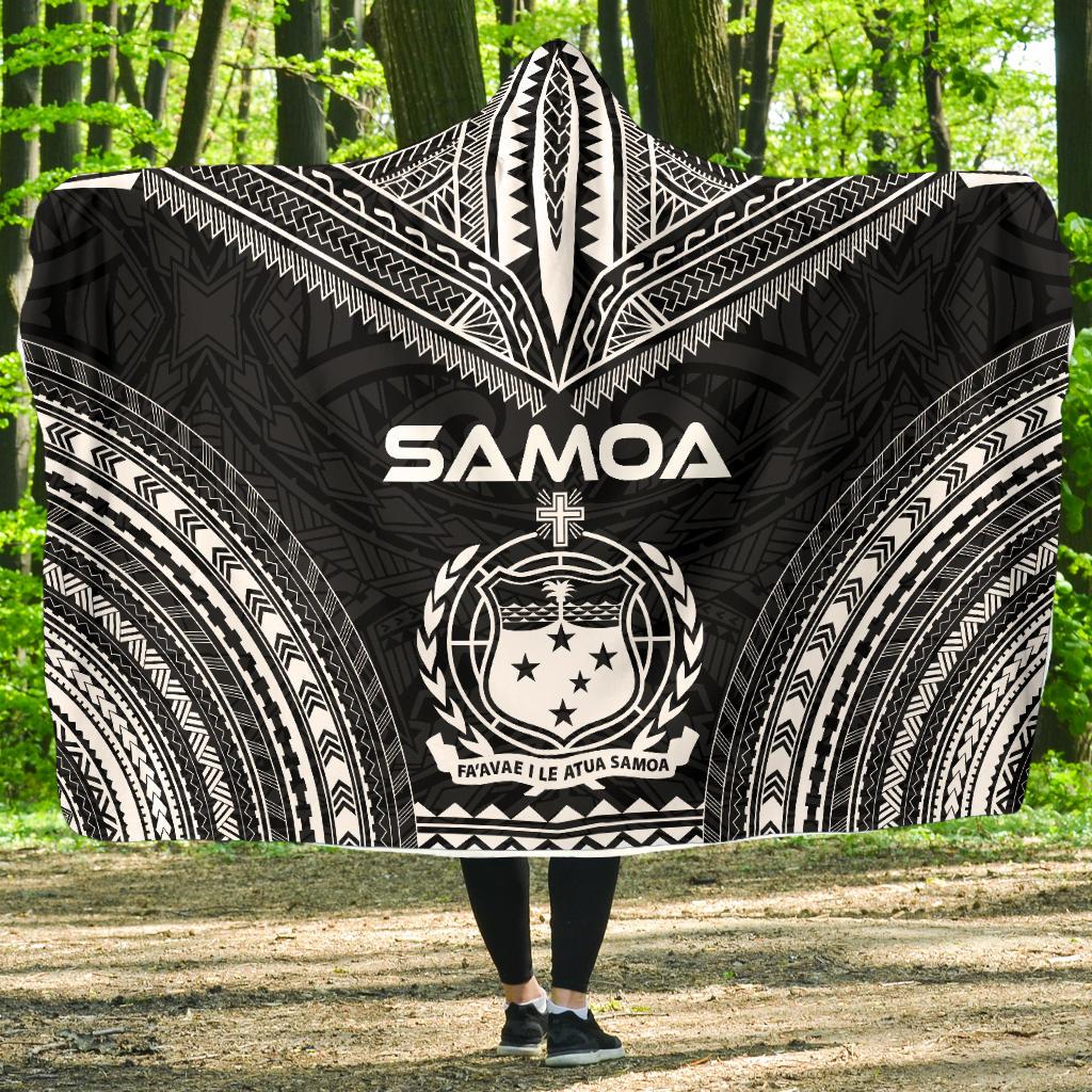 Samoa Polynesian Chief Hooded Blanket - Black Version Hooded Blanket Black - Polynesian Pride