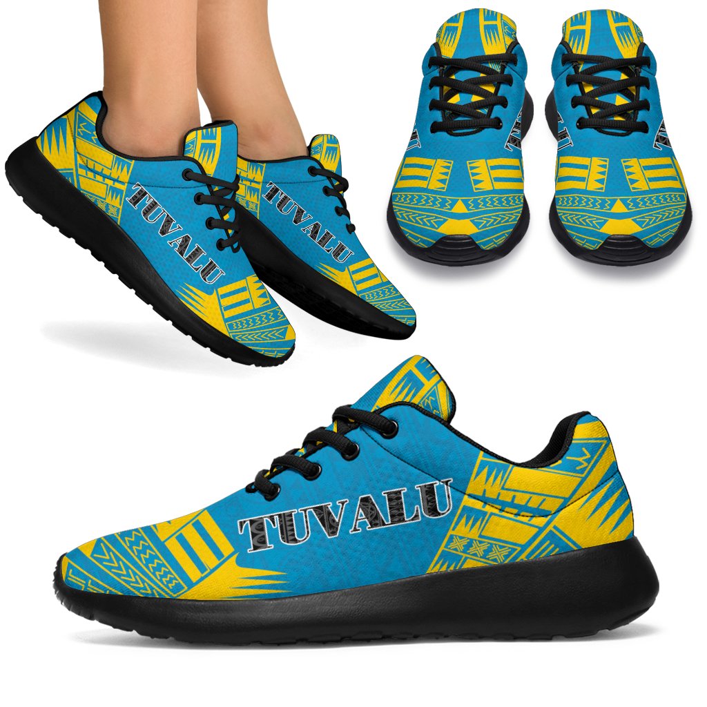Tuvalu Sport Sneakers - Polynesian Tattoo Flag Black - Polynesian Pride