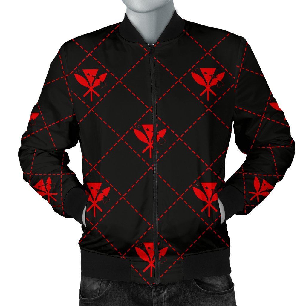 Kanaka Maoli Men's Bomber Jacket Regal AH Men's Bomber Jacket Red - Polynesian Pride