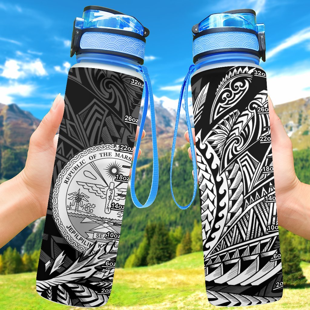 Marshall Islands Hydro Tracking Bottle - Wings Style Hydro Tracking Bottle - Marshall Islands 32oz Large Black - Polynesian Pride