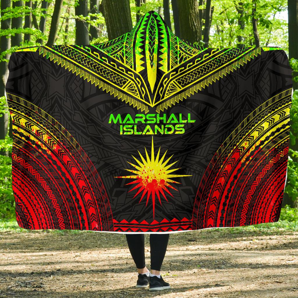 Marshall Islands Polynesian Chief Hooded Blanket - Reggae Version Hooded Blanket Reggae - Polynesian Pride