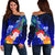 Cook Islands Custom Personalised Women's Sweater - Humpback Whale with Tropical Flowers (Blue) - Polynesian Pride