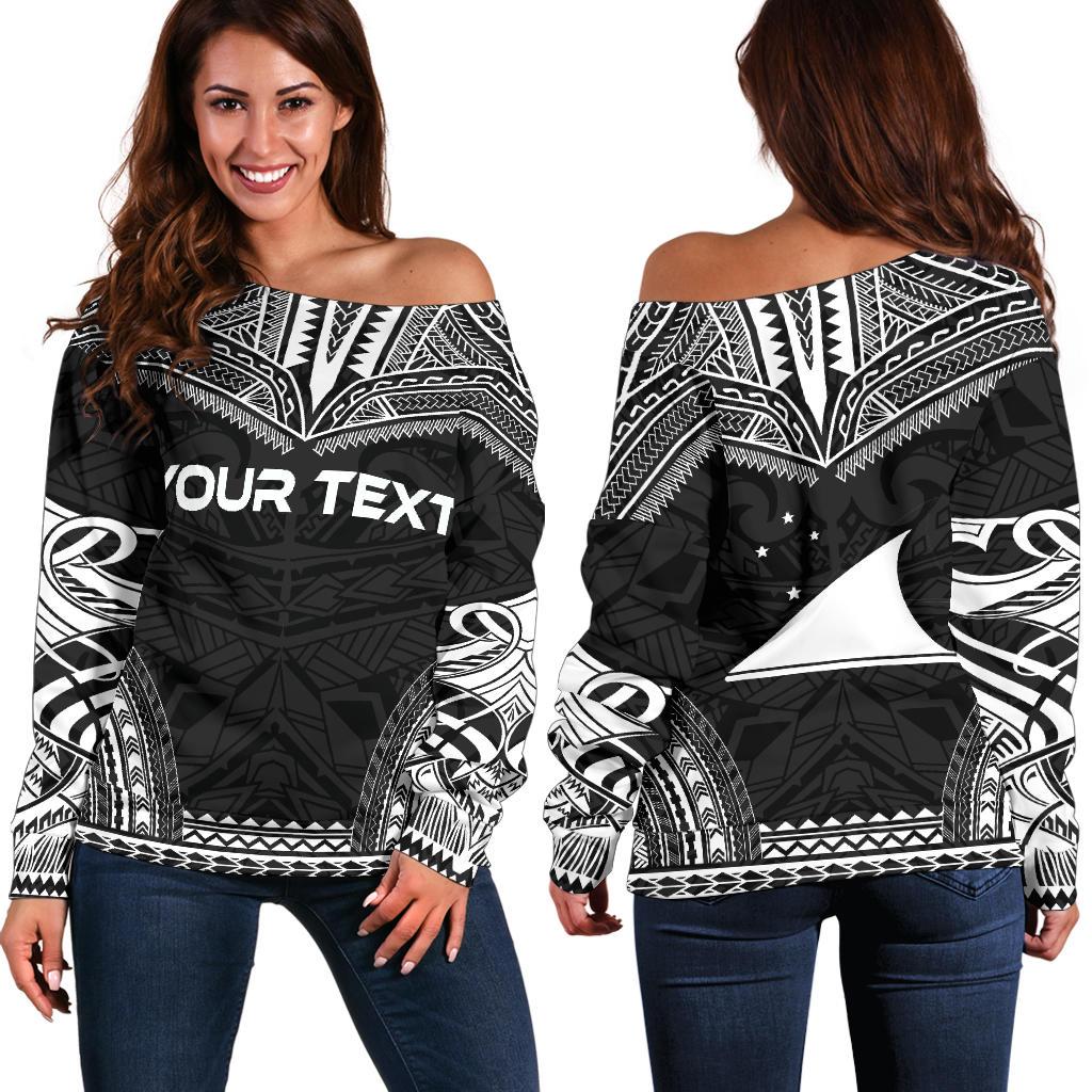 Tokelau Polynesian Chief Custom Personalised Women's Off Shoulder Sweater - Black Version Black - Polynesian Pride