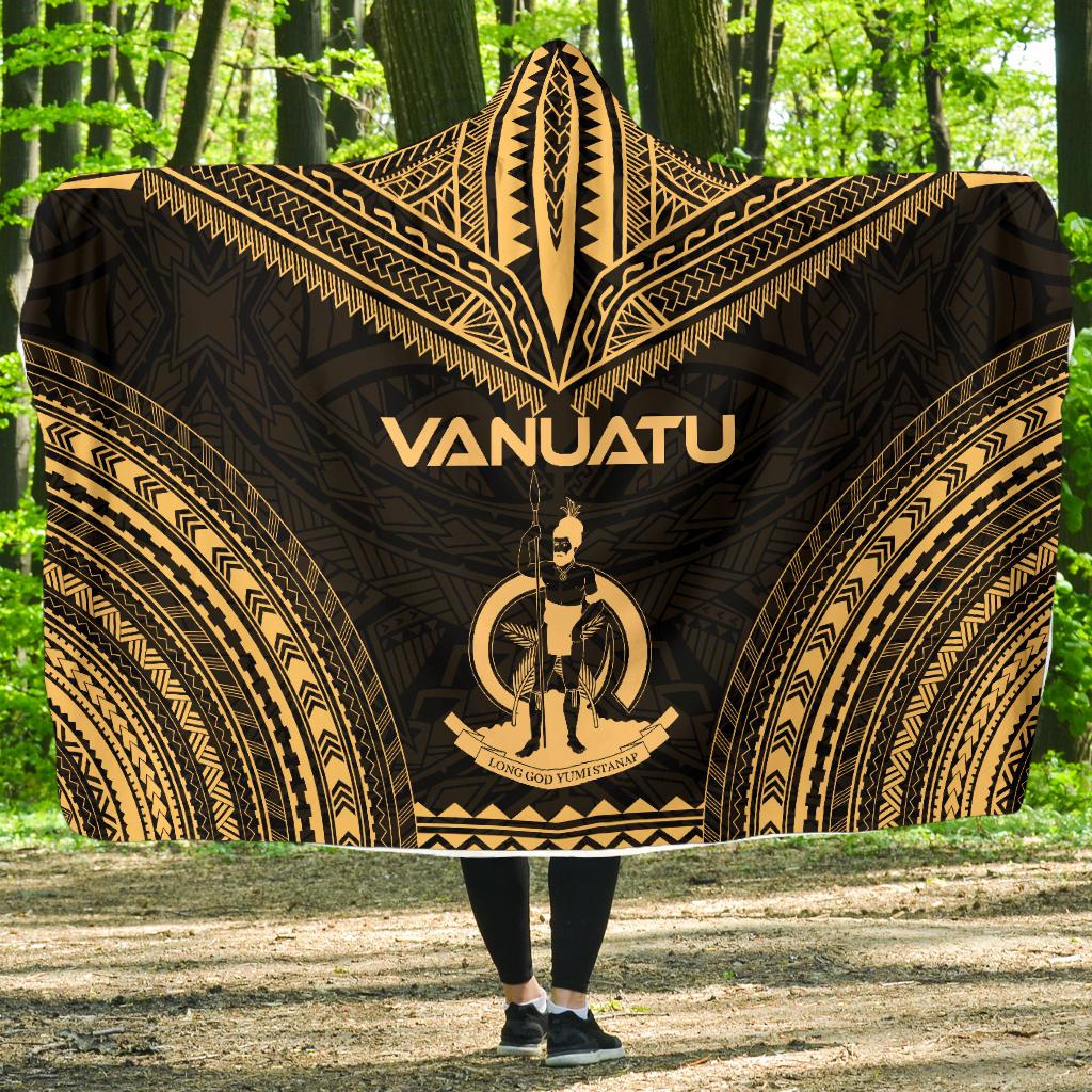 Vanuatu Polynesian Chief Hooded Blanket - Gold Version Hooded Blanket Gold - Polynesian Pride