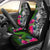 Marshall Islands Car Seat Covers - Turtle Plumeria Banana Leaf Crest Universal Fit Black - Polynesian Pride