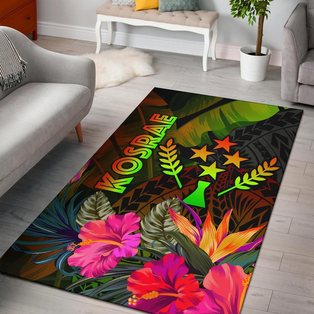 Kosrae Polynesian Area Rug - Hibiscus and Banana Leaves Reggae - Polynesian Pride