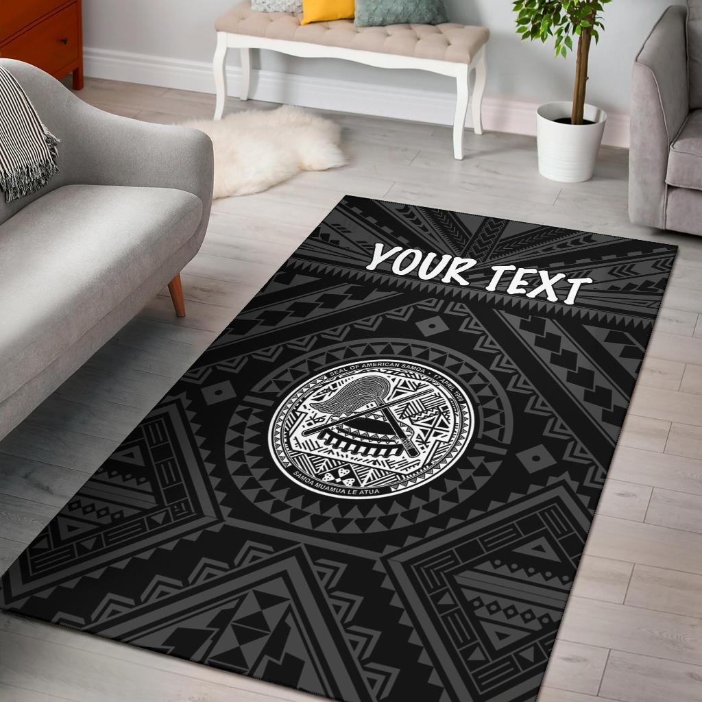 American Samoa Personalised Area Rug - Seal In Polynesian Tattoo Style ( Black) Black - Polynesian Pride