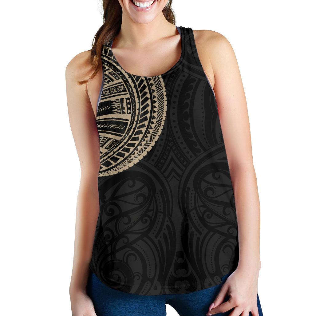 Samoa Tribal Maori Tattoo Roman Reigns Women Racerback Tank Gold Gold - Polynesian Pride