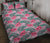 Hawaii Quilt Bed Set Tropical Flowers Palm Leaves Hibiscus Strips AH Black - Polynesian Pride