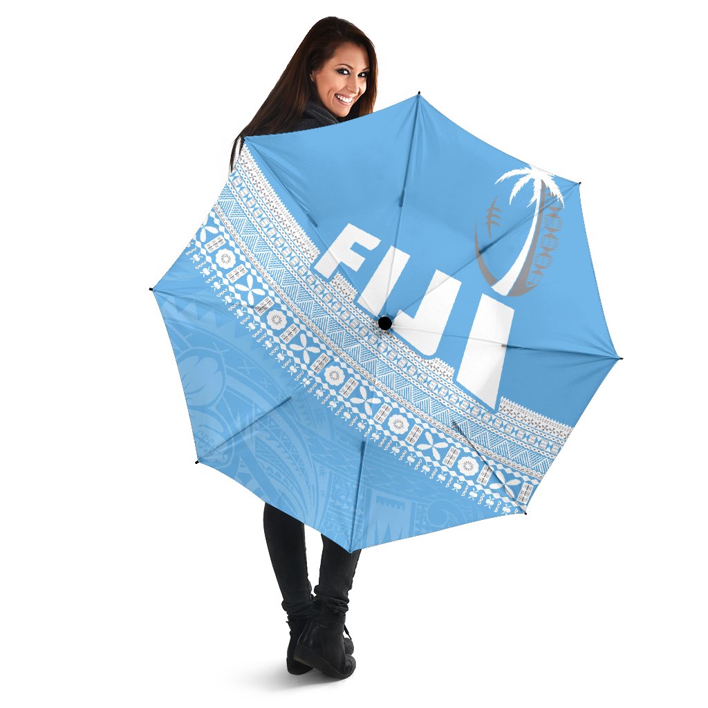 Fiji Tapa Rugby All Over Print Umbrellas version Style You Win - Blue Umbrella One Size Blue - Polynesian Pride