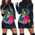 Pohnpei Micronesia Women's Hoodie Dress - Tropical Flower Blue - Polynesian Pride