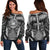 Polynesian Off Shoulder Sweaters - American Samoa Coat Of Arm With Poly Patterns - Polynesian Pride