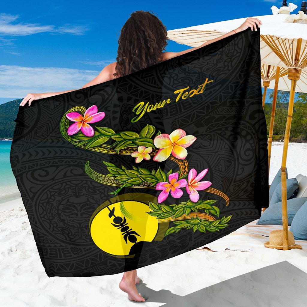 New Caledonia Polynesian Custom Personalised Sarong - Plumeria Tribal Women One Size Black - Polynesian Pride