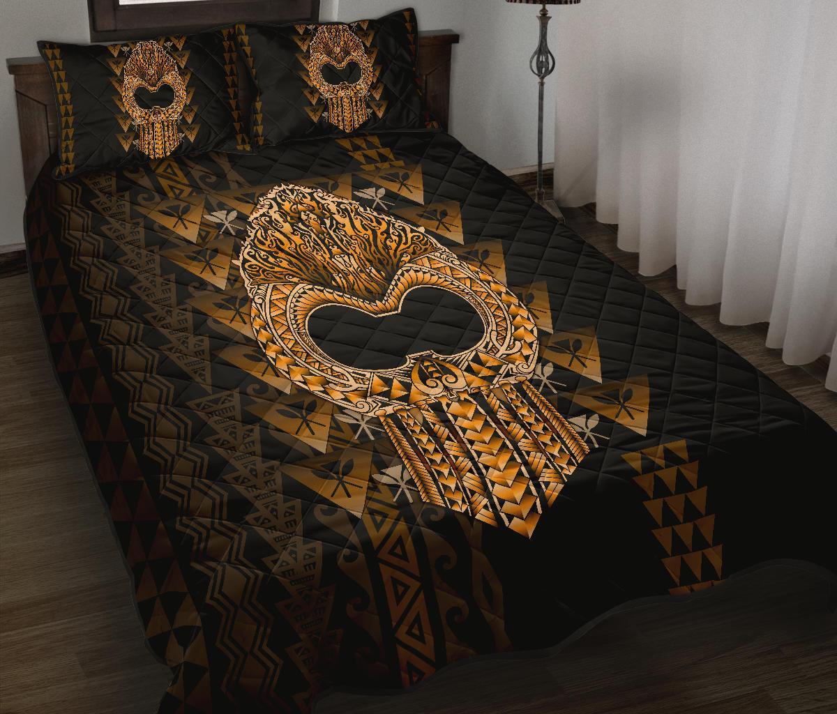 Hawaii Polynesian Quilt Bed Set - Ikaika Hawaiian Black - Polynesian Pride