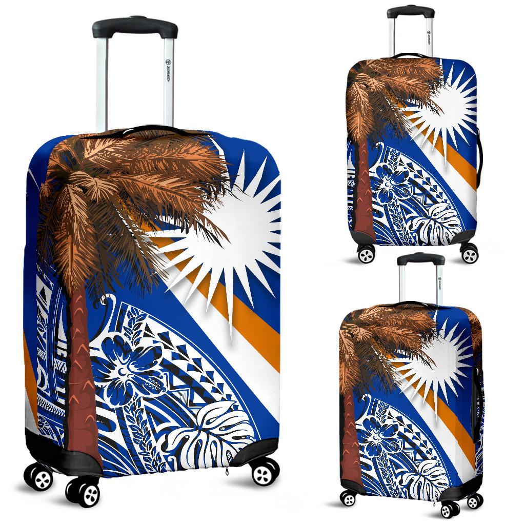 Marshall Islands Polynesian Luggage Covers - Palm Tree Blue - Polynesian Pride