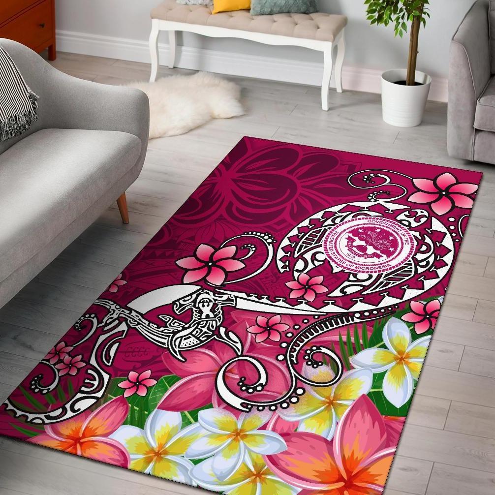 FSM Area Rug - Turtle Plumeria (PINK) Pink - Polynesian Pride