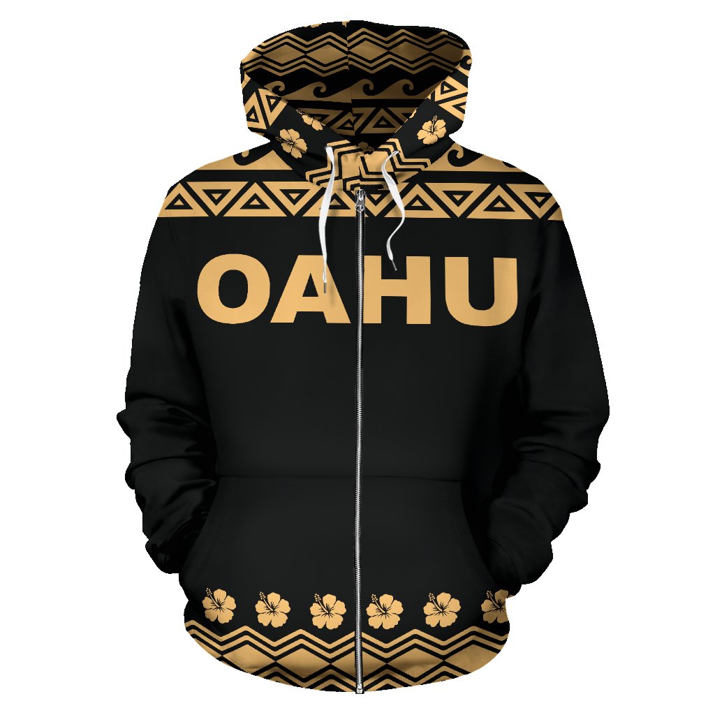 Oahu All Over Zip up Hoodie Polynesian Turtle Hoodie - Polynesian Pride