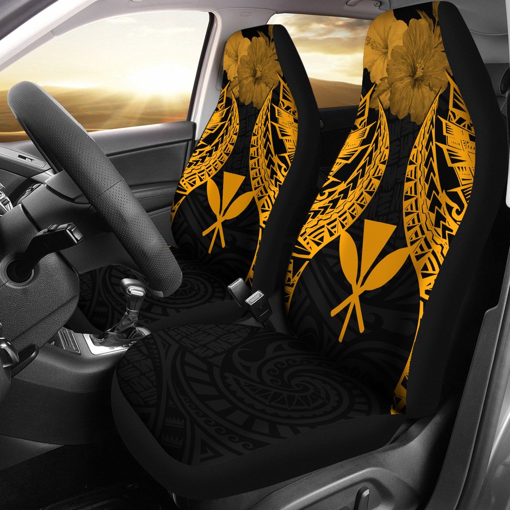 Hawaii Polynesian Car Seat Covers Pride Seal And Hibiscus Gold Universal Fit Gold - Polynesian Pride