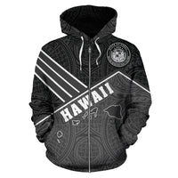 Hawaii Map Zip up Hoodie - Polynesian Pride