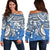 Kosrae Polynesian Off Shoulder Sweater (Women) - Polynesian Turtle Blue - Polynesian Pride