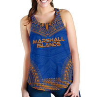 Marshall Islands Women's Racerback Tank - Polynesian Chief Flag Version Blue - Polynesian Pride
