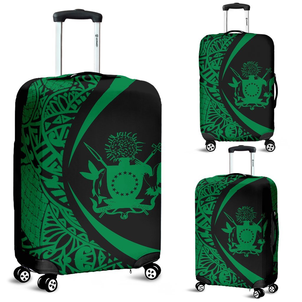 Cook Islands Polynesian Luggage Cover - Circle Style 04 Black - Polynesian Pride