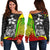 Kosrae Micronesia Women Off Shoulder Sweater Reggae - Turtle With Hook Art - Polynesian Pride