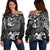 Vanuatu Polynesian Women's Off Shoulder Sweater - White Shark Polynesian Tattoo White - Polynesian Pride