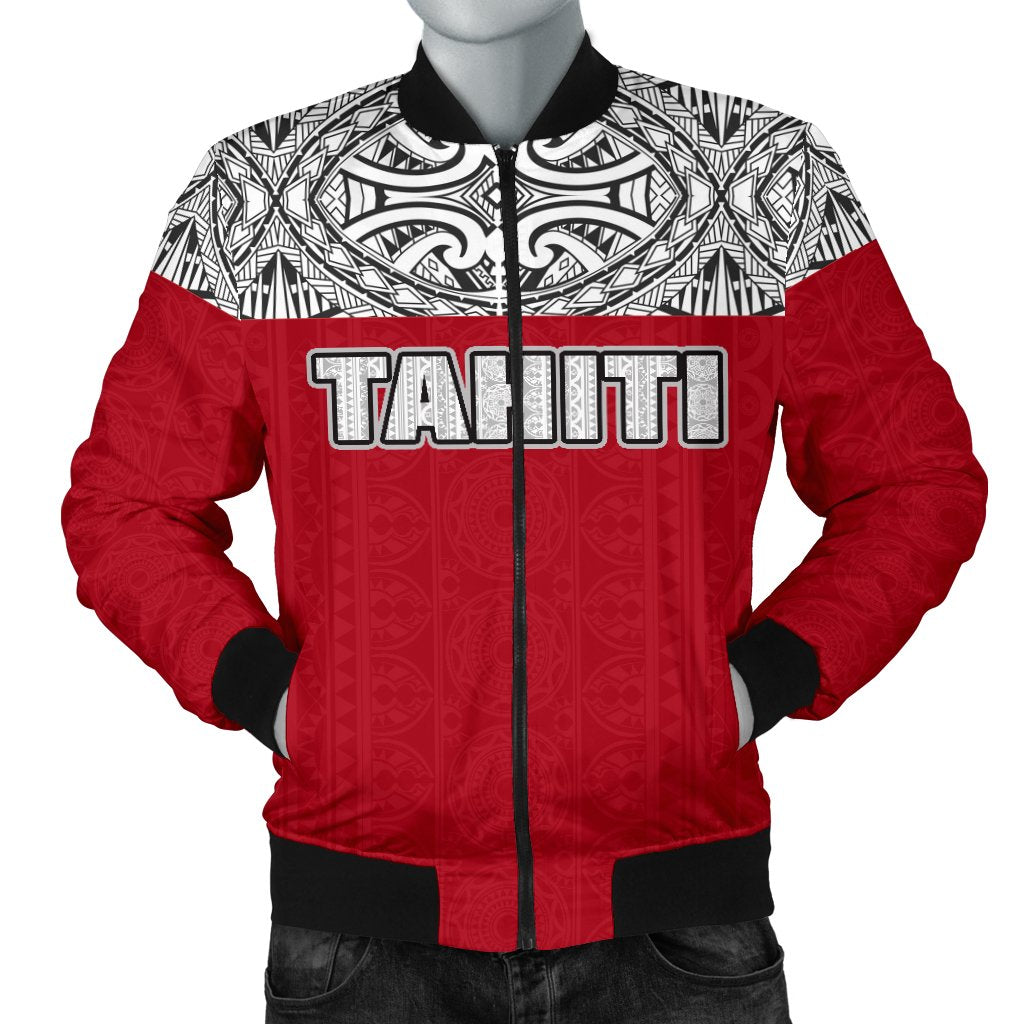 Tahiti Men's Bomber Jacket - Polynesian Design Black - Polynesian Pride