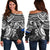 Pohnpei Polynesian Off Shoulder Sweater (Women) - Polynesian White Turtle White - Polynesian Pride