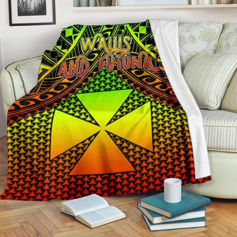 Polynesian Wallis and Futuna Premium Blanket - Reggae Vintage Polynesian Patterns White - Polynesian Pride