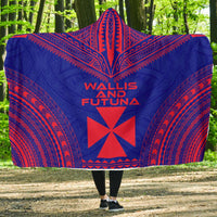 Wallis And Futuna Flag Polynesian Chief Hooded Blanket Hooded Blanket Blue - Polynesian Pride