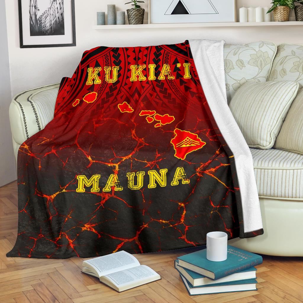 Hawaii Premium Blanket - Protect Mauna Kea Map White - Polynesian Pride