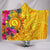 Polynesian Hooded Blankets - Vanuatu Symbols With Hibiscus Hooded Blanket Yellow - Polynesian Pride