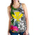 Hawaii Women's Racerback Tank White - Turtle Plumeria Banana Leaf - Polynesian Pride