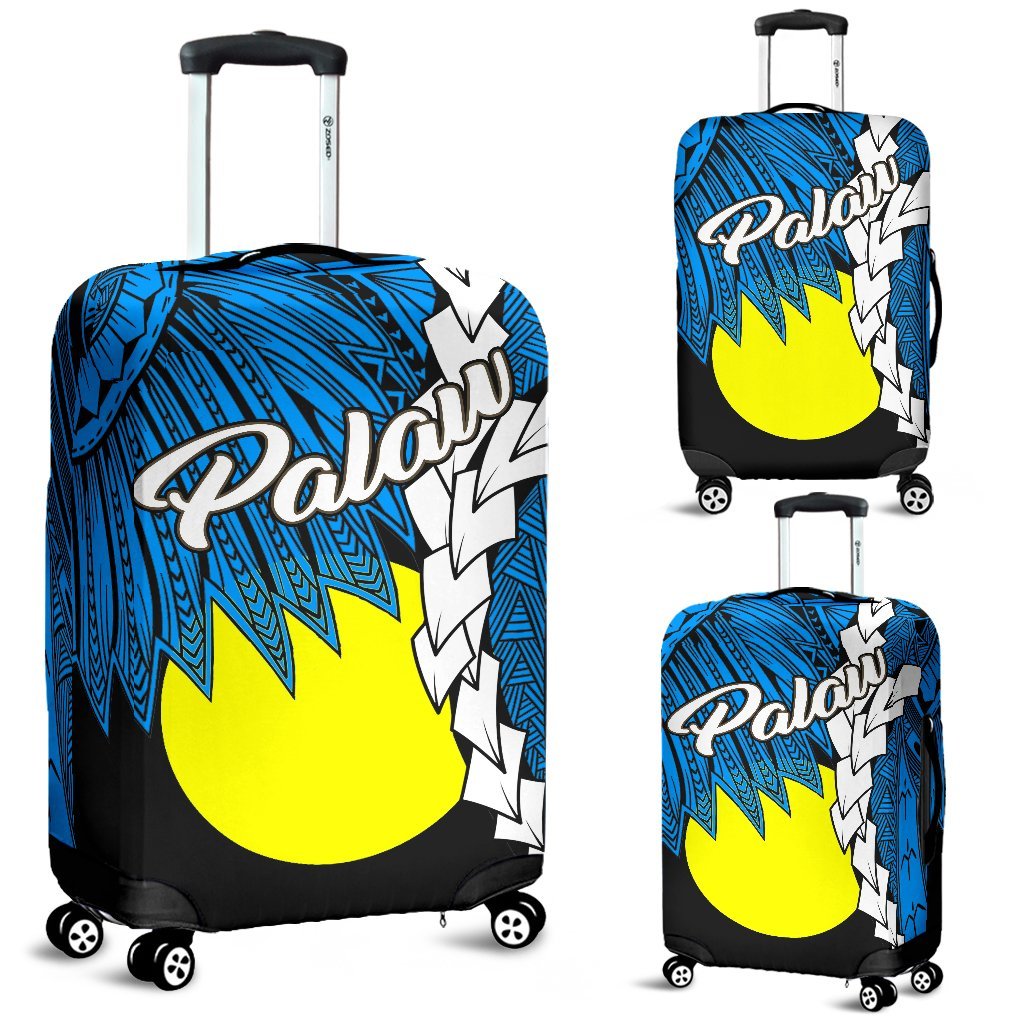 Palau Polynesian Luggage Covers - Tribal Wave Tattoo Flag Style Blue - Polynesian Pride