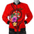 Fiji Polynesian Men's Bomber Jacket - Floral With Seal Red Red - Polynesian Pride