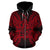 New Caledonia Polynesian All Over Zip up Hoodie Map Red - Polynesian Pride