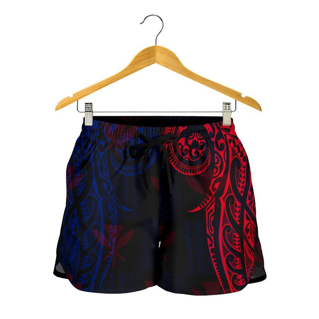Hawaiian Kanaka Women's Shorts Flag Nation Black Demodern AH - Polynesian Pride