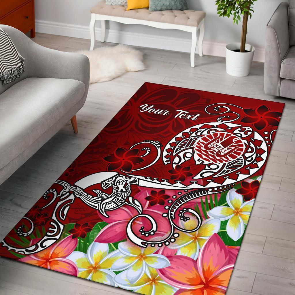 Tahiti Custom Personalised Area Rug - Turtle Plumeria (Red) Red - Polynesian Pride