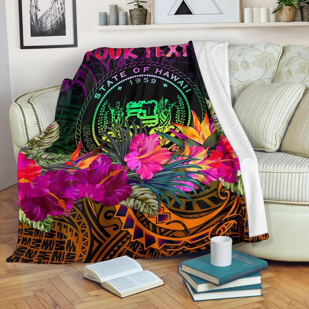 Polynesian Hawaii Personalised Premium Blanket - Summer Hibiscus White - Polynesian Pride